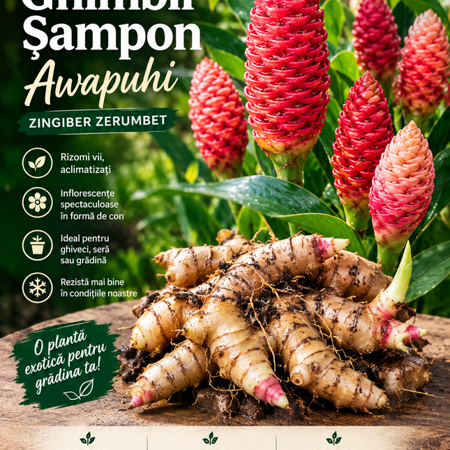 Shampoo Ginger Exotic – Zingiber zerumbet – Pachet 3 Rizomi