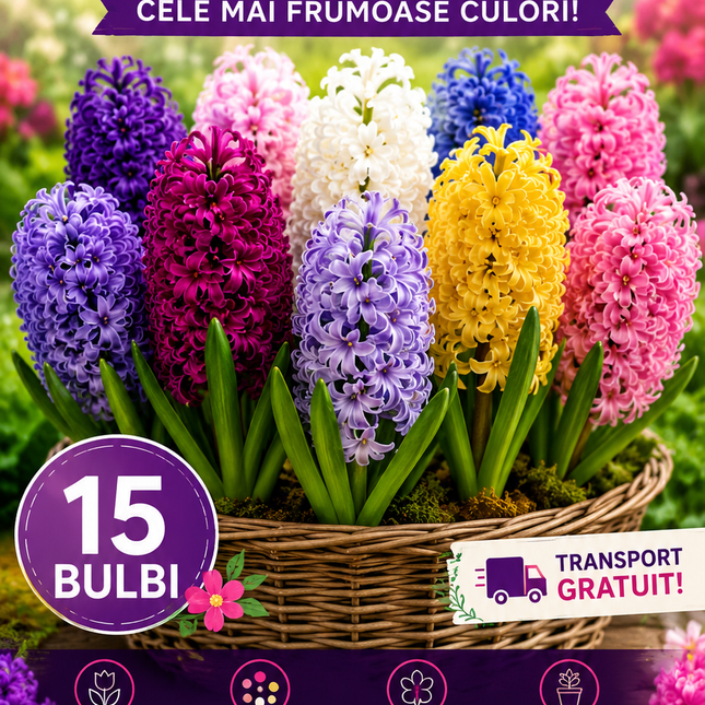 Pachet Zambile Colorate PREMIUM – 15 Bulbi