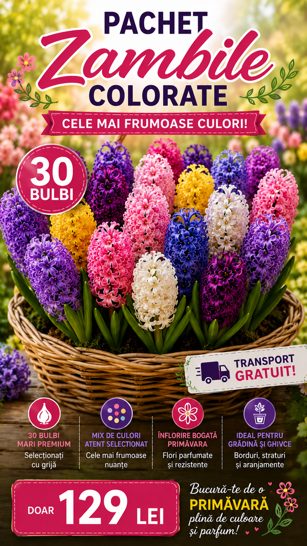 Pachet Zambile Colorate PREMIUM – 30 Bulbi