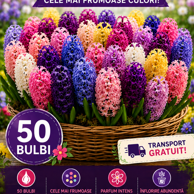 Pachet Zambile Colorate PREMIUM – 50 Bulbi
